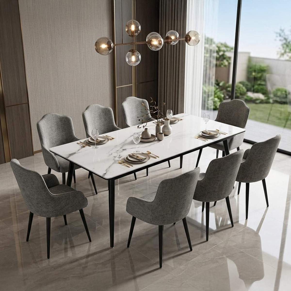 Glass Dining Table With 8 Chair