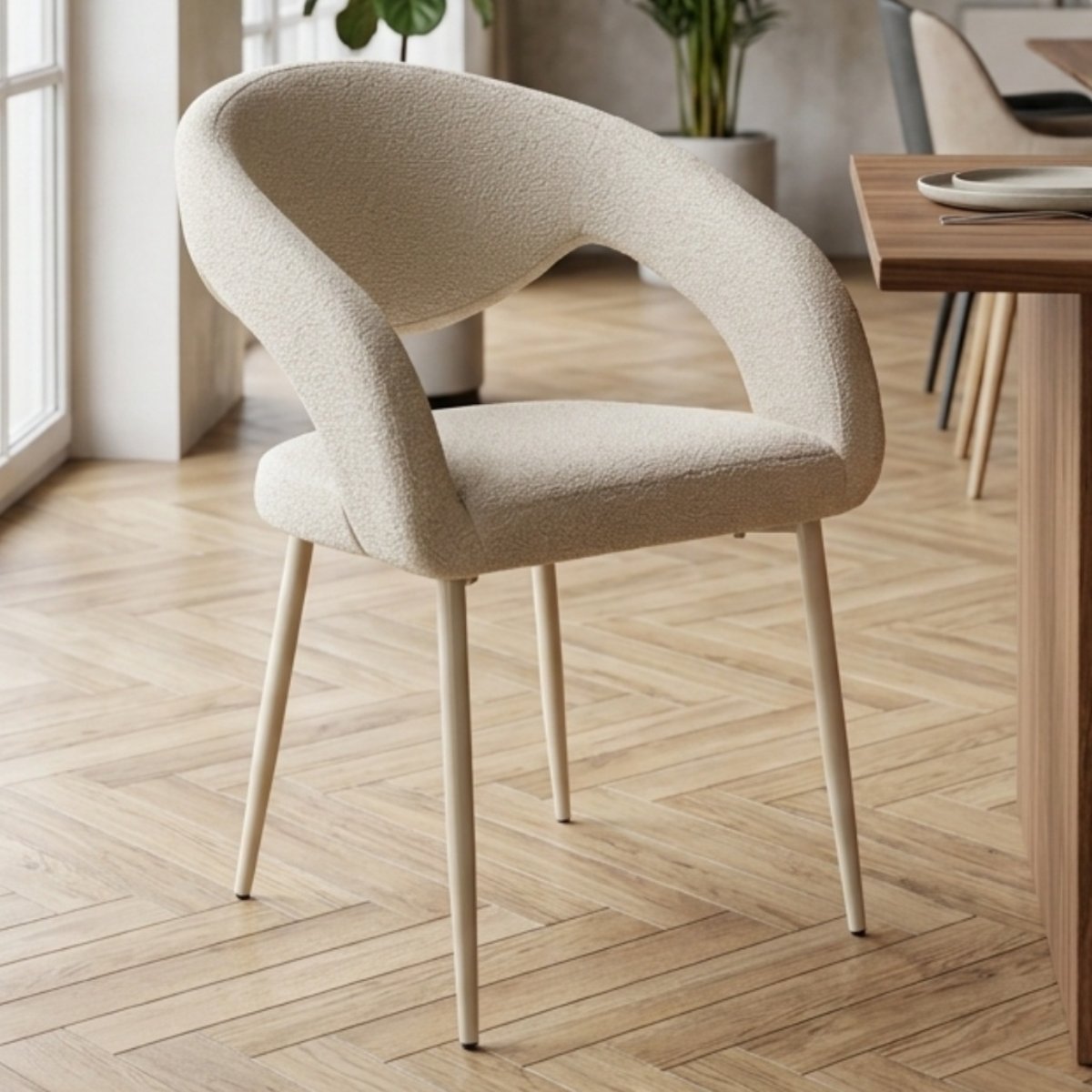 Fiber Full Cushion Dining Chair Beige