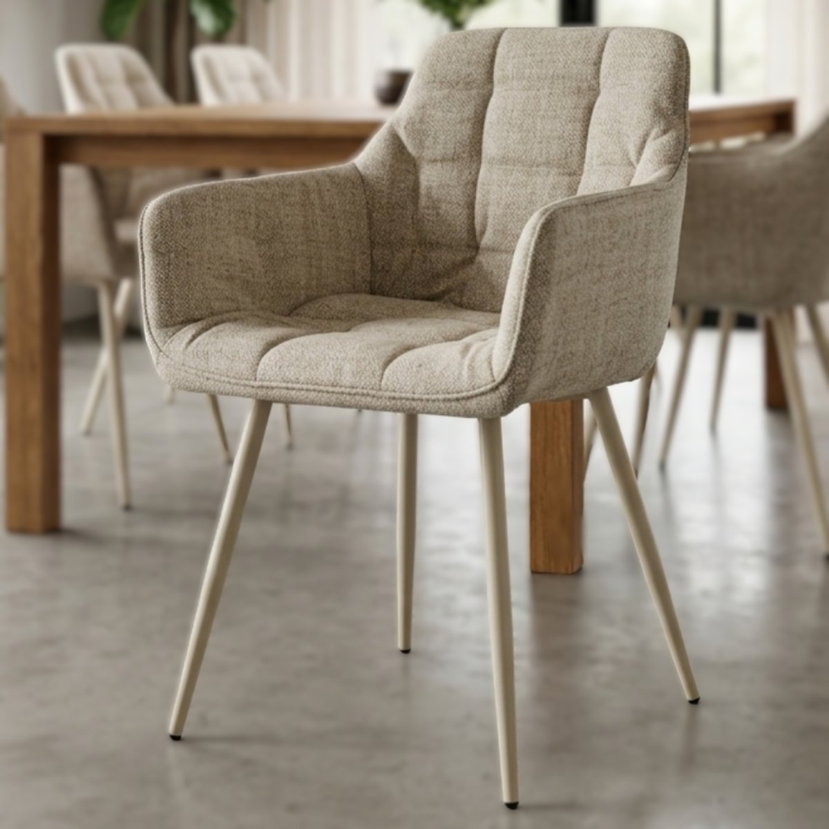 Fiber Full Cushion Dining Chair Light Grey
