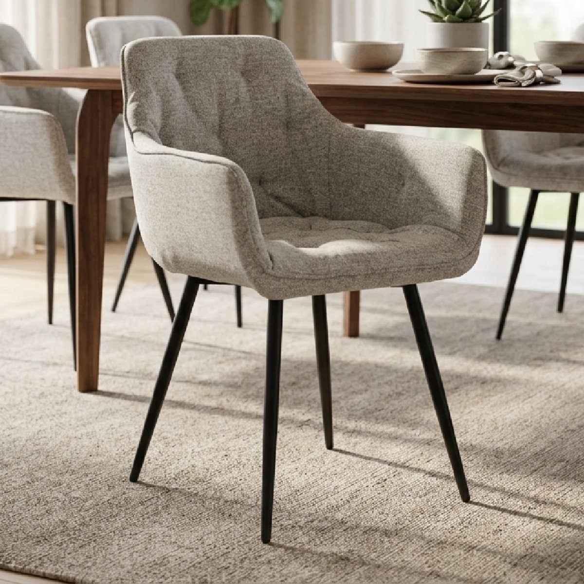 Fiber Full Cushion Dining Chair Dark Grey