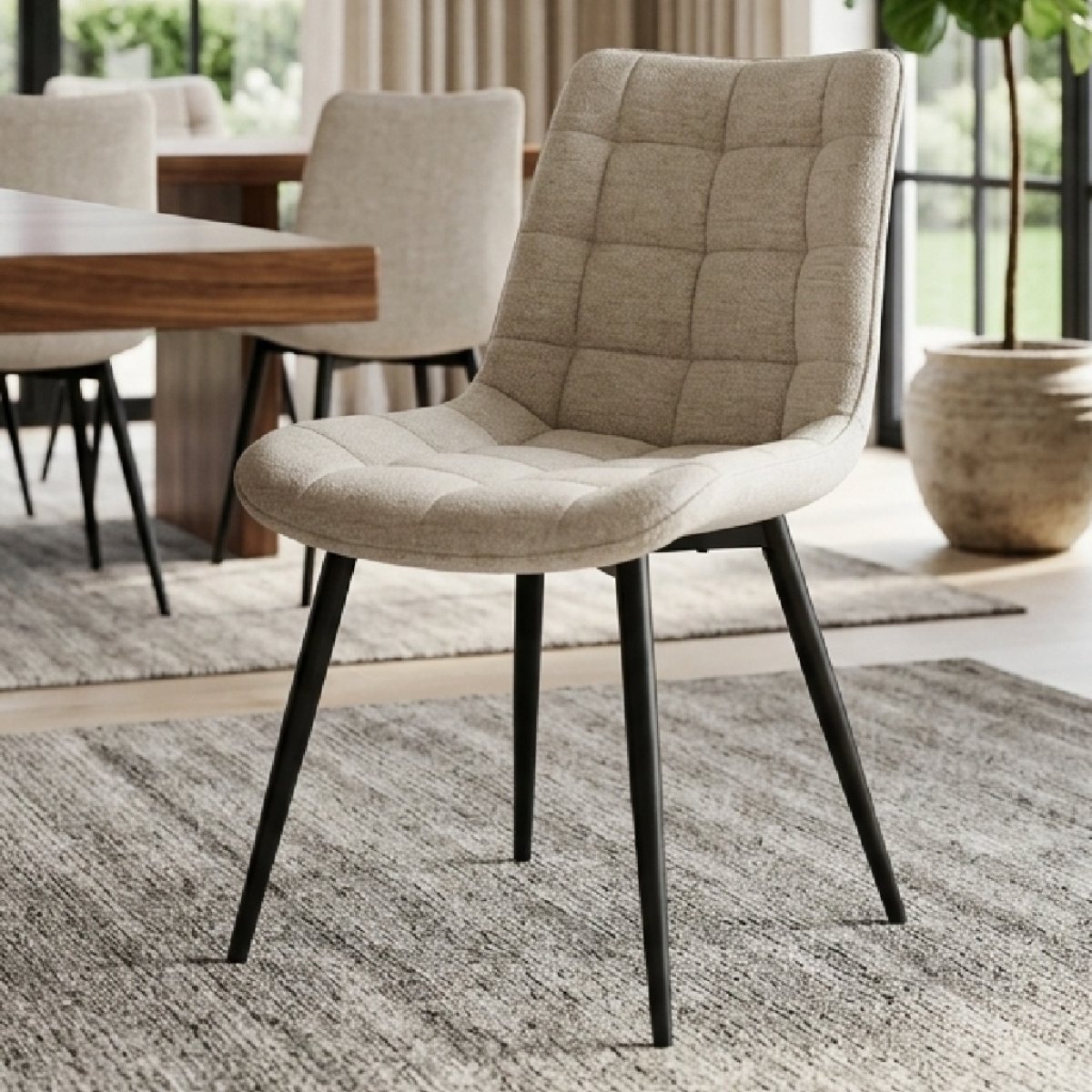 Fiber Full Cushion Dining Chair Dark Grey