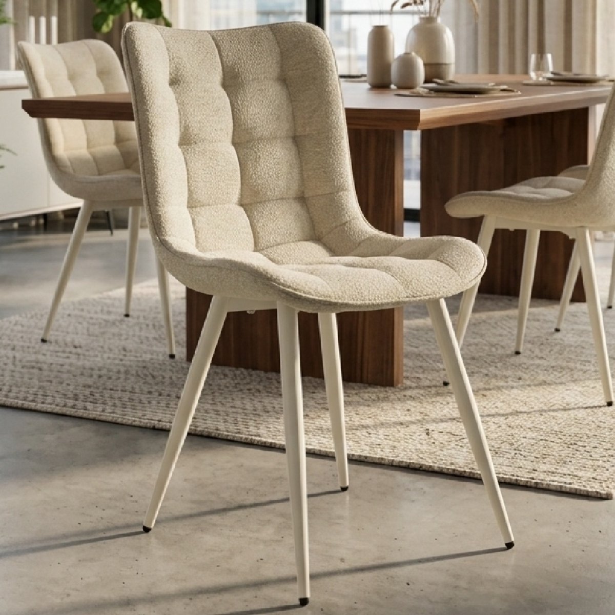 Fiber Full Cushion Dining Chair Light Grey