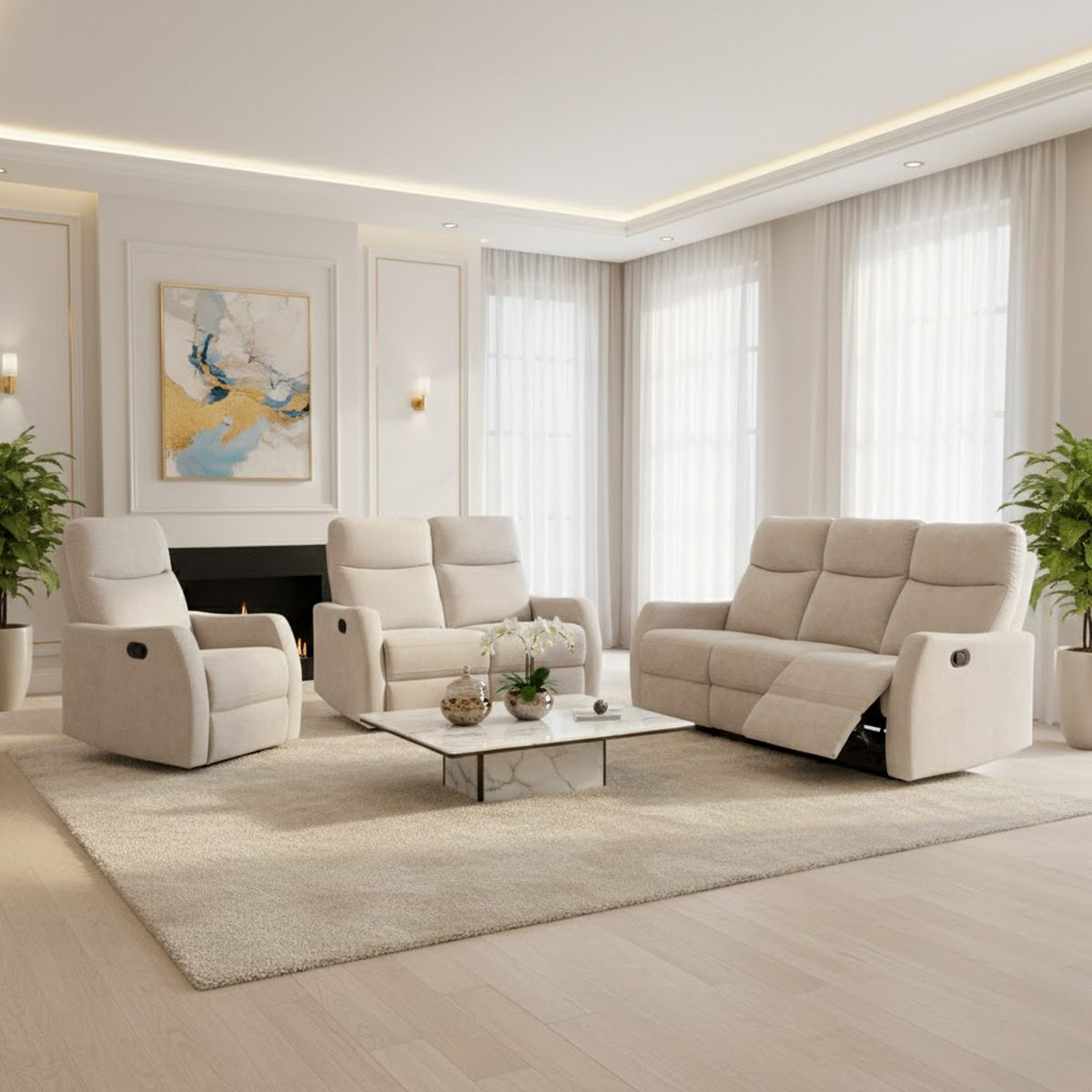 Recliner Sofa Set (1x3 Seater, 1x2 Seater, 1x1 Seater)