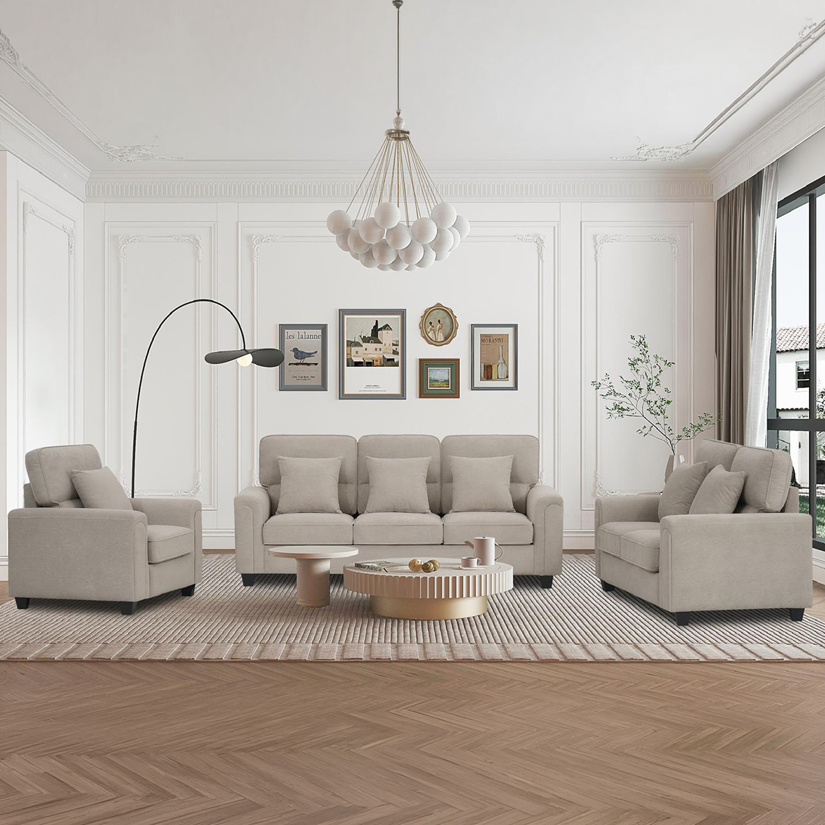Fabric Sofa Set (1x3 Seater, 1x2 Seater, 1x1 Seater)