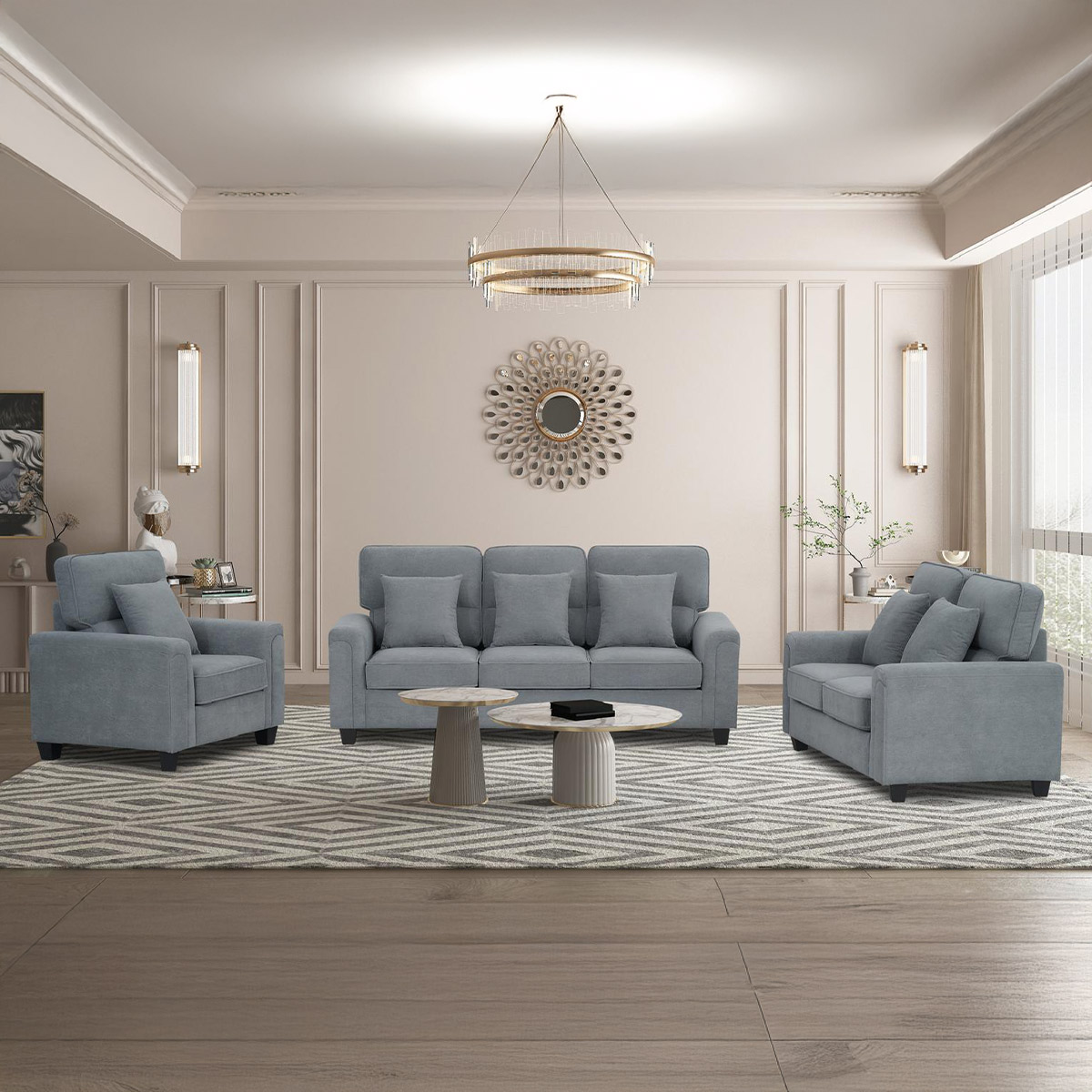 Fabric Sofa Set (1x3 Seater, 1x2 Seater, 1x1 Seater)