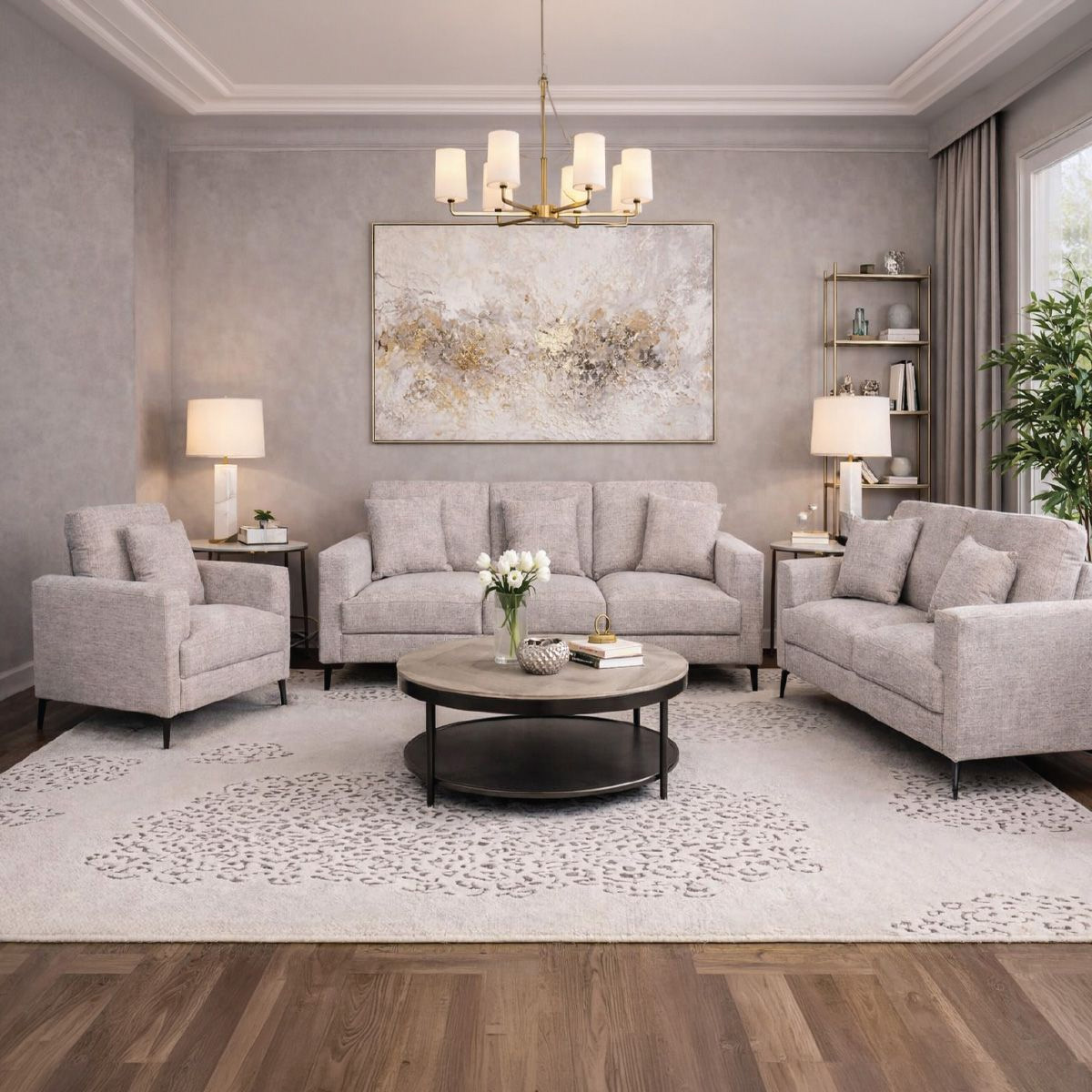 Modern Fabric Sofa Set (1x3 Seater, 1x2 Seater And 1x1 Seater)