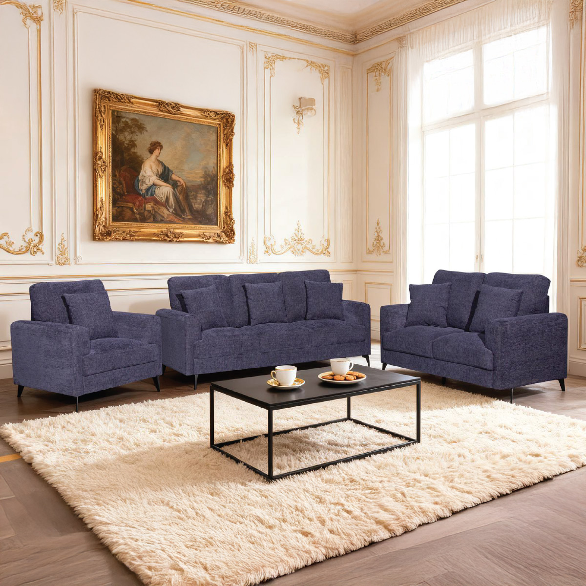 Fabric Sofa Set (1x3 Seater, 1x2 Seater, 1x1 Seater)