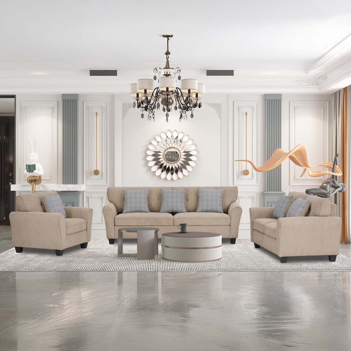Fabric Sofa Set (1x3 Seater, 1x2 Seater, 1x1 Seater)