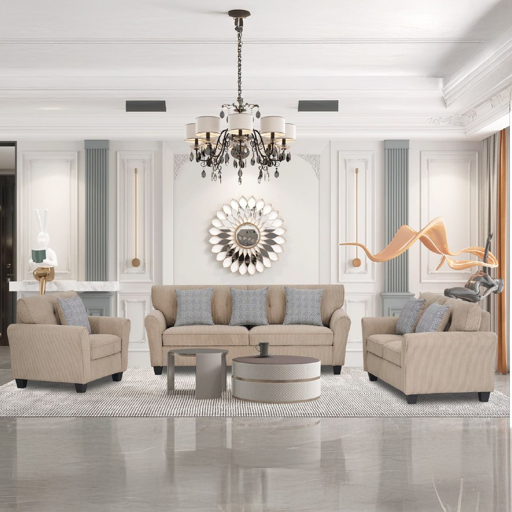 Fabric Sofa Set (1x3 Seater, 1x2 Seater, 1x1 Seater)