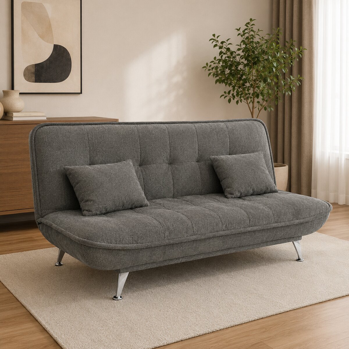 Convertible Fabric Sofa Bed Single