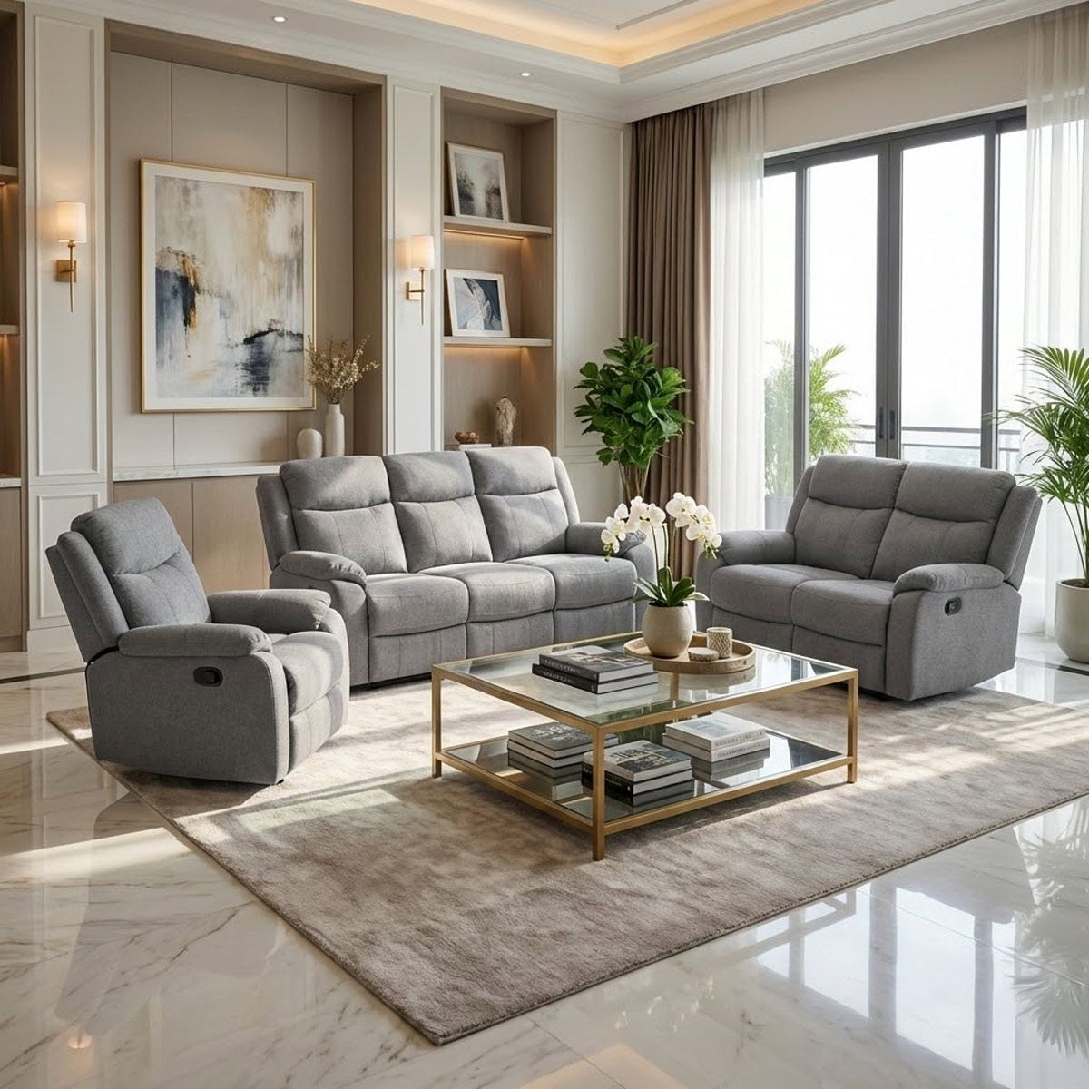 Recliner Sofa Set (1x3 Seater, 1x2 Seater, 1x1 Seater)