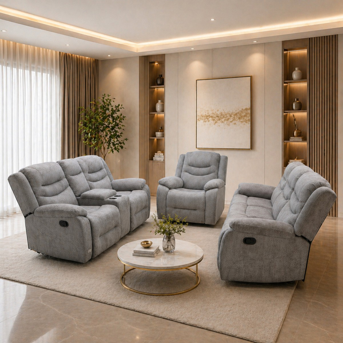 Recliner Sofa Set (1x3 Seater, 1x2 Seater, 1x1 Seater)