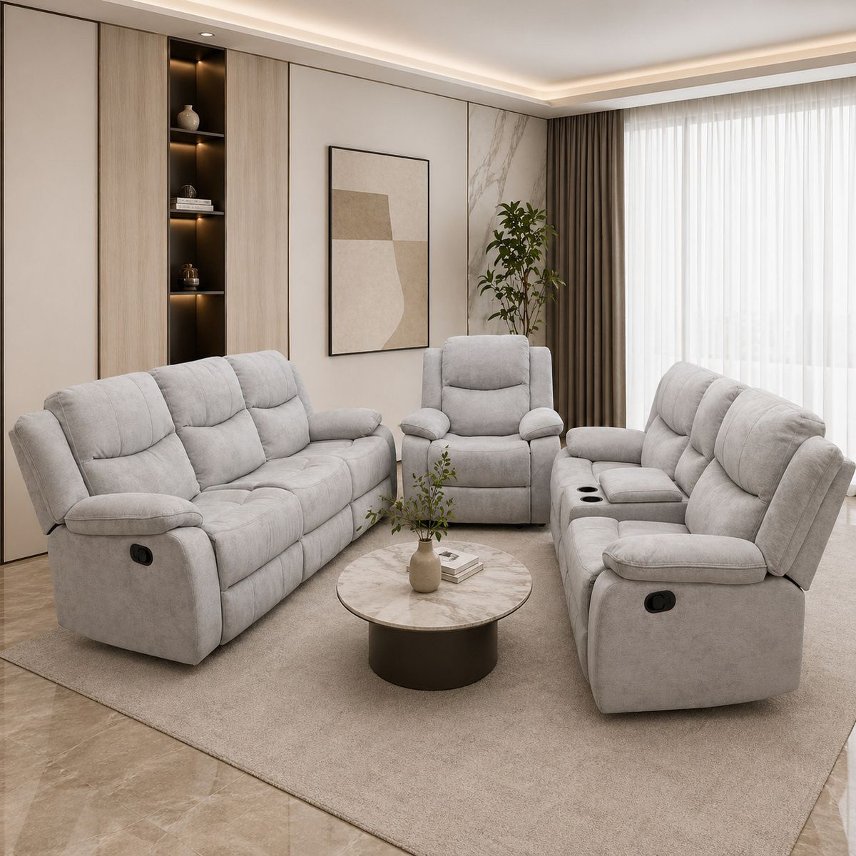 Recliner Sofa Set (1x3Seater & 1x2Seater & 1x1Seater)