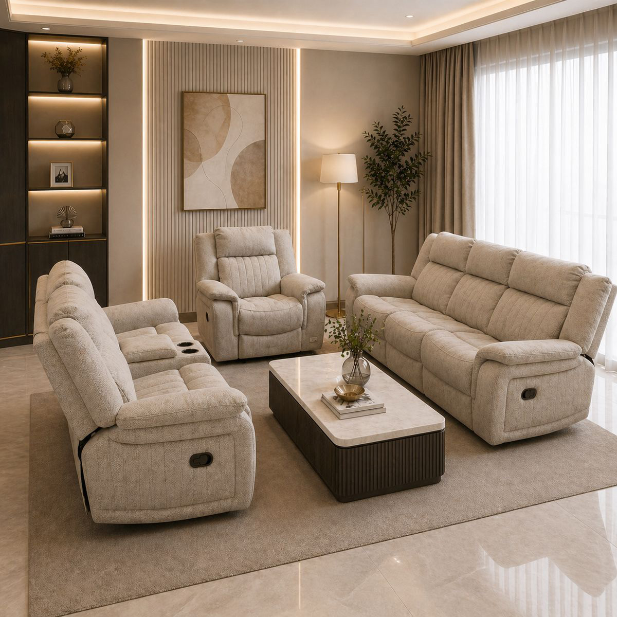 Recliner Sofa Set (1x3Seater & 1x2Seater & 1x1Seater)