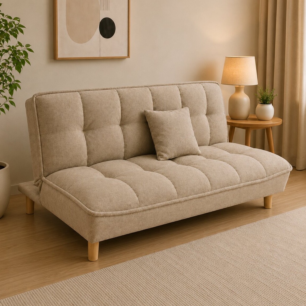 Convertible Fabric Sofa Bed Single