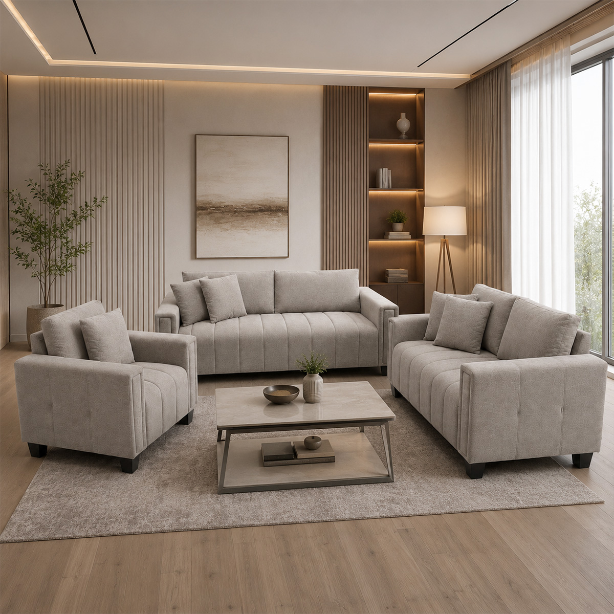 Lawson Com Fabric Sofa Set Modern (1x3 Seater, 1x2 Seater And 1x1 Seater)