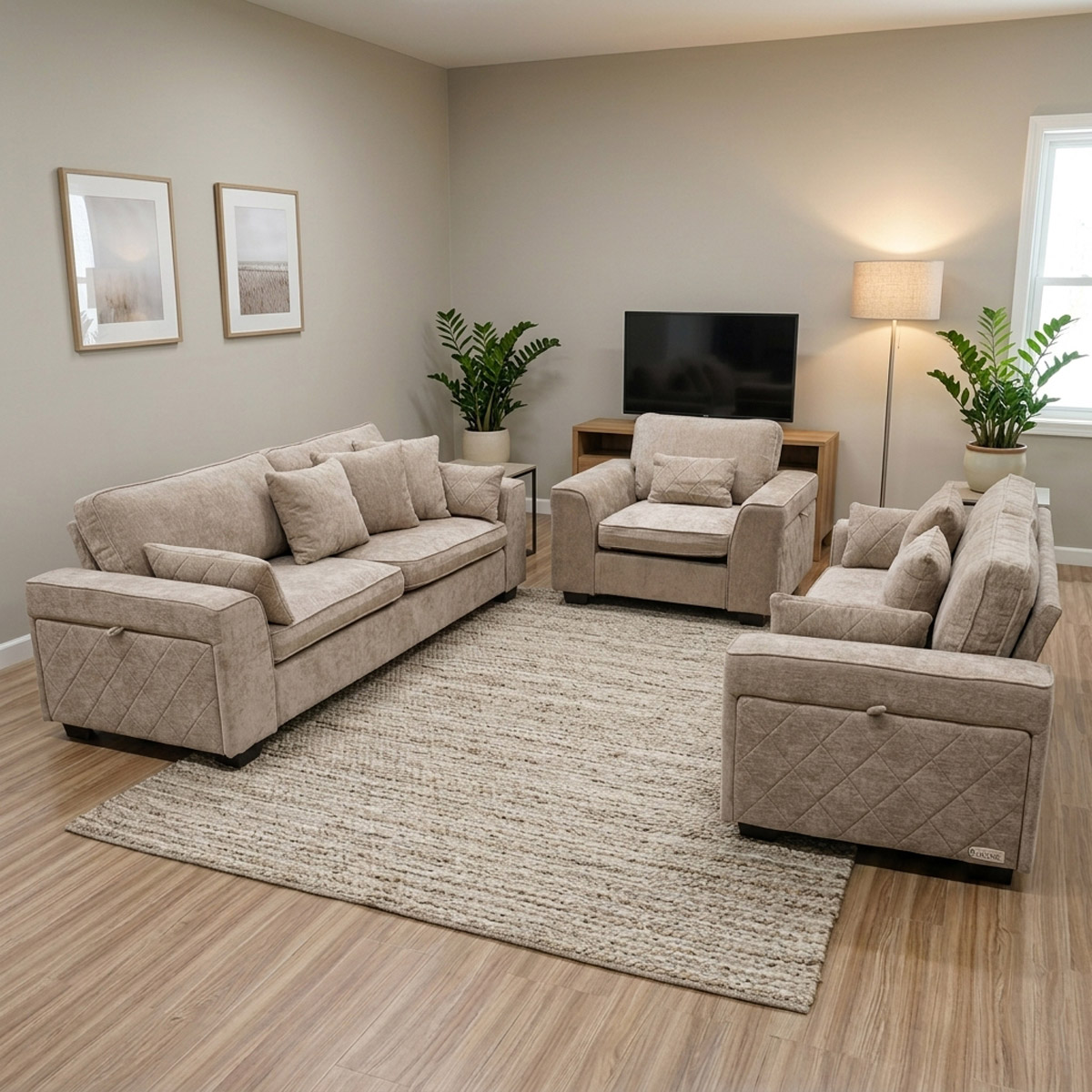 Lawson Fabric Sofa Set (1x3 Seater, 1x2 Seater, 2x1 Seater)
