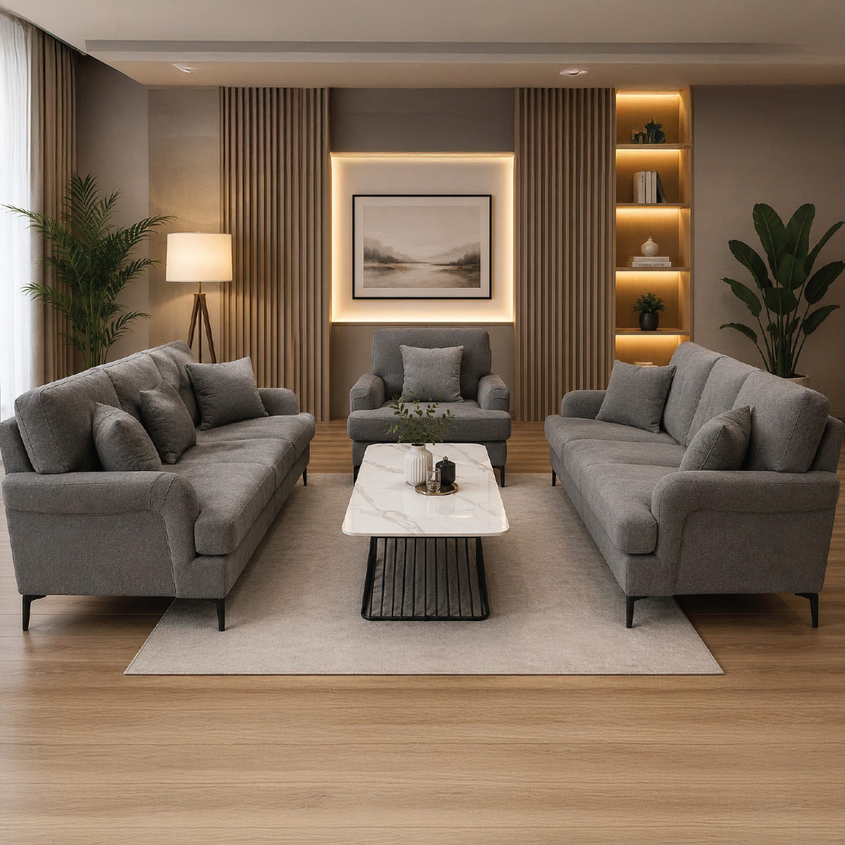 Lawson Farbic Sofa Set (3 Seater, 2 Seater, 1 Seater)