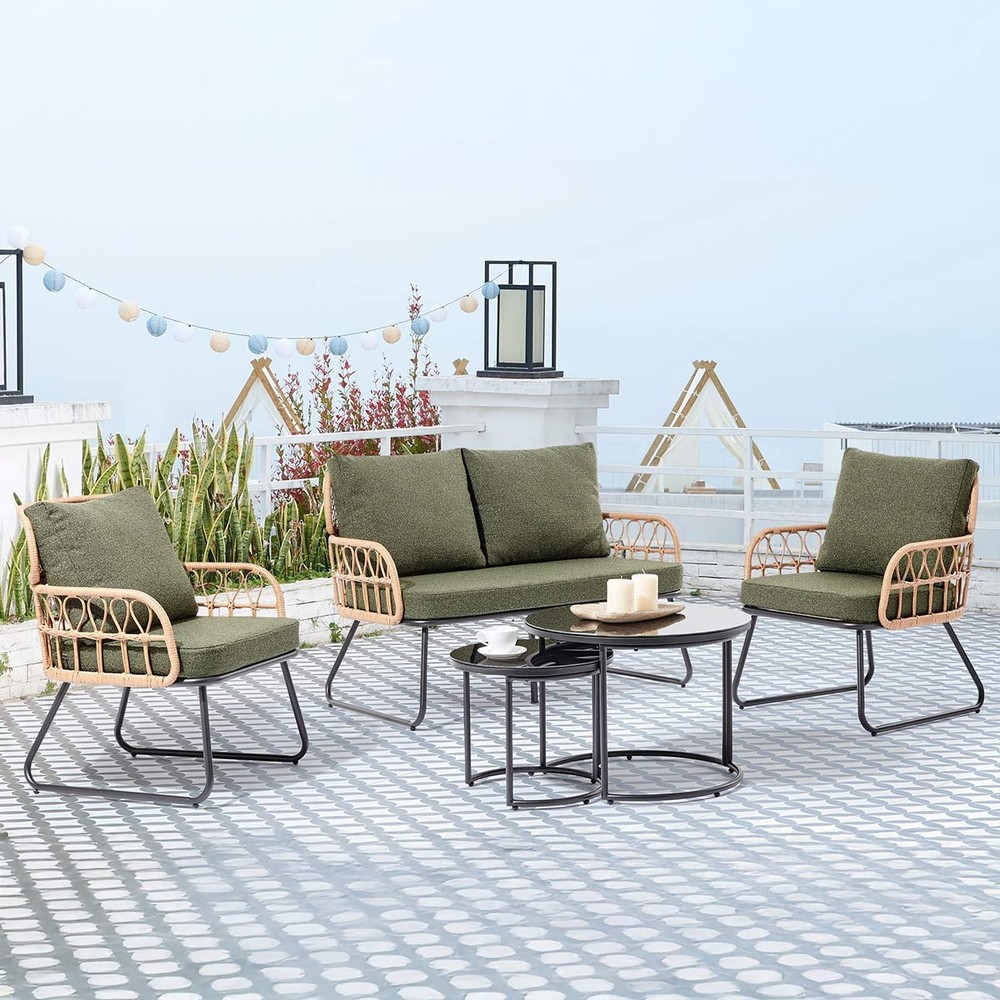 Outdoor Sofa Set Beige Green (1x2 Seater & 2x1 Seater)1 Table | Furniture | Outdoor Furniture | Outdoor Lounges Outdoor Sofa Set Beige Green (1x2 Seater & 2x1 Seater)1 Table | Furniture | Outdoor Furniture | Outdoor Lounges