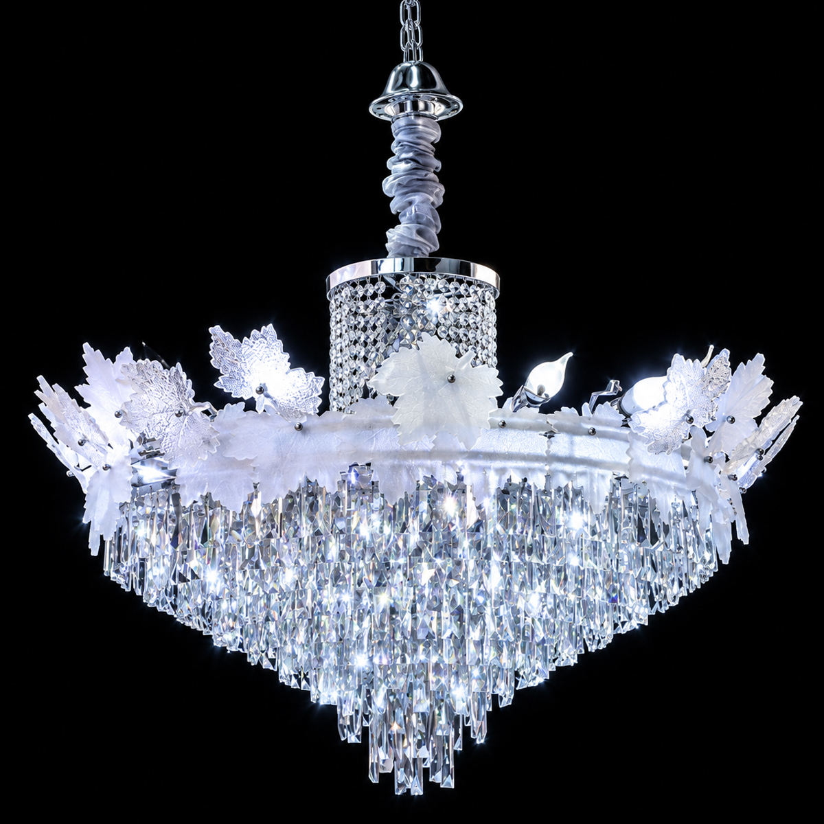 Art Nouveau Crystal Leaf Basket Chandelier 1000cm