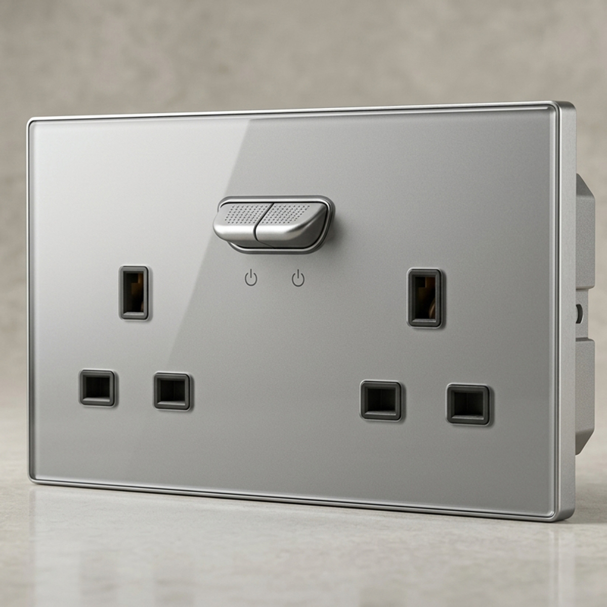 Double Socket with Switches Grey