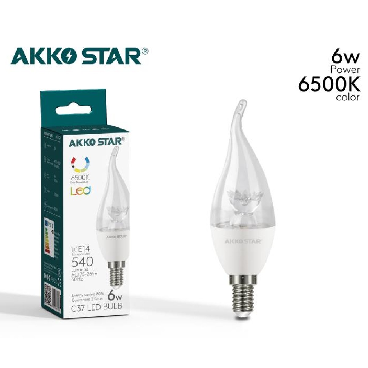 مصباح ليد Akko Star C37 بقوة 6 وات