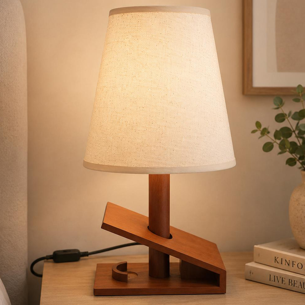 Wooden Base Table Lamp
