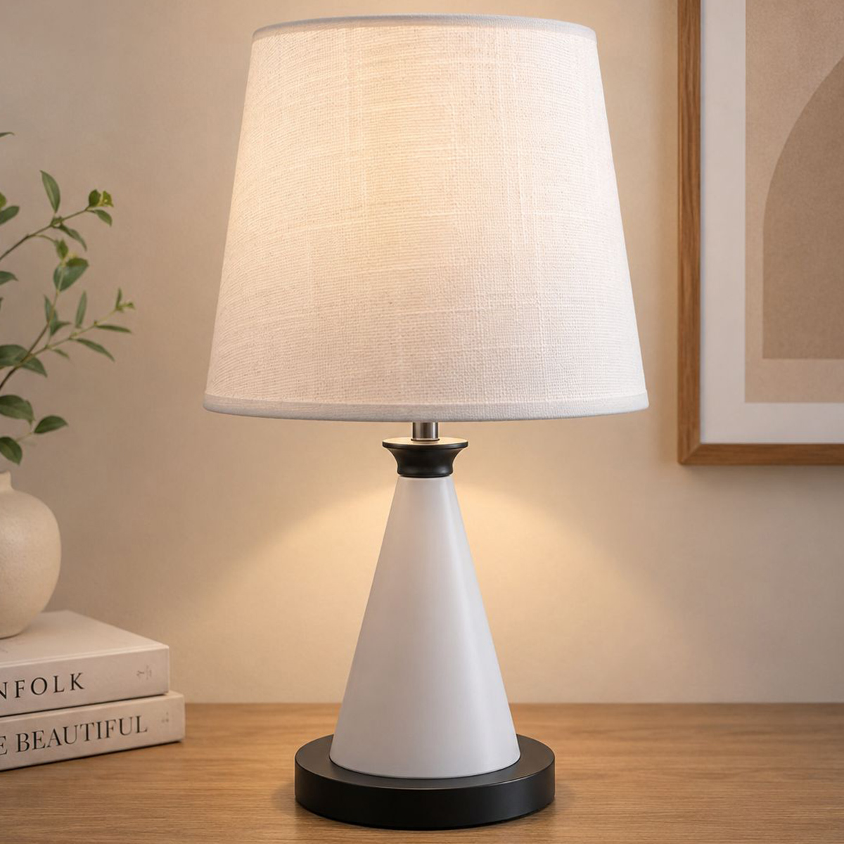 Table Lamp Metal Base White