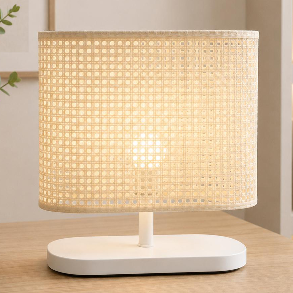 Table Lamp Wooden Base White