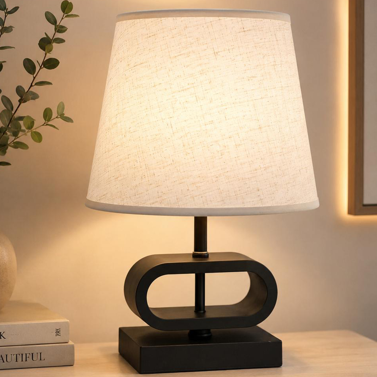 Table Lamp Wooden Base Black