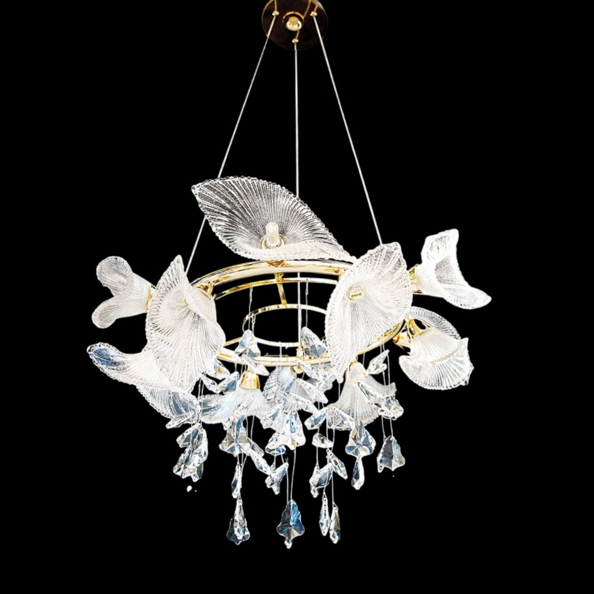 Crystal Hanging Light Golden 64cm