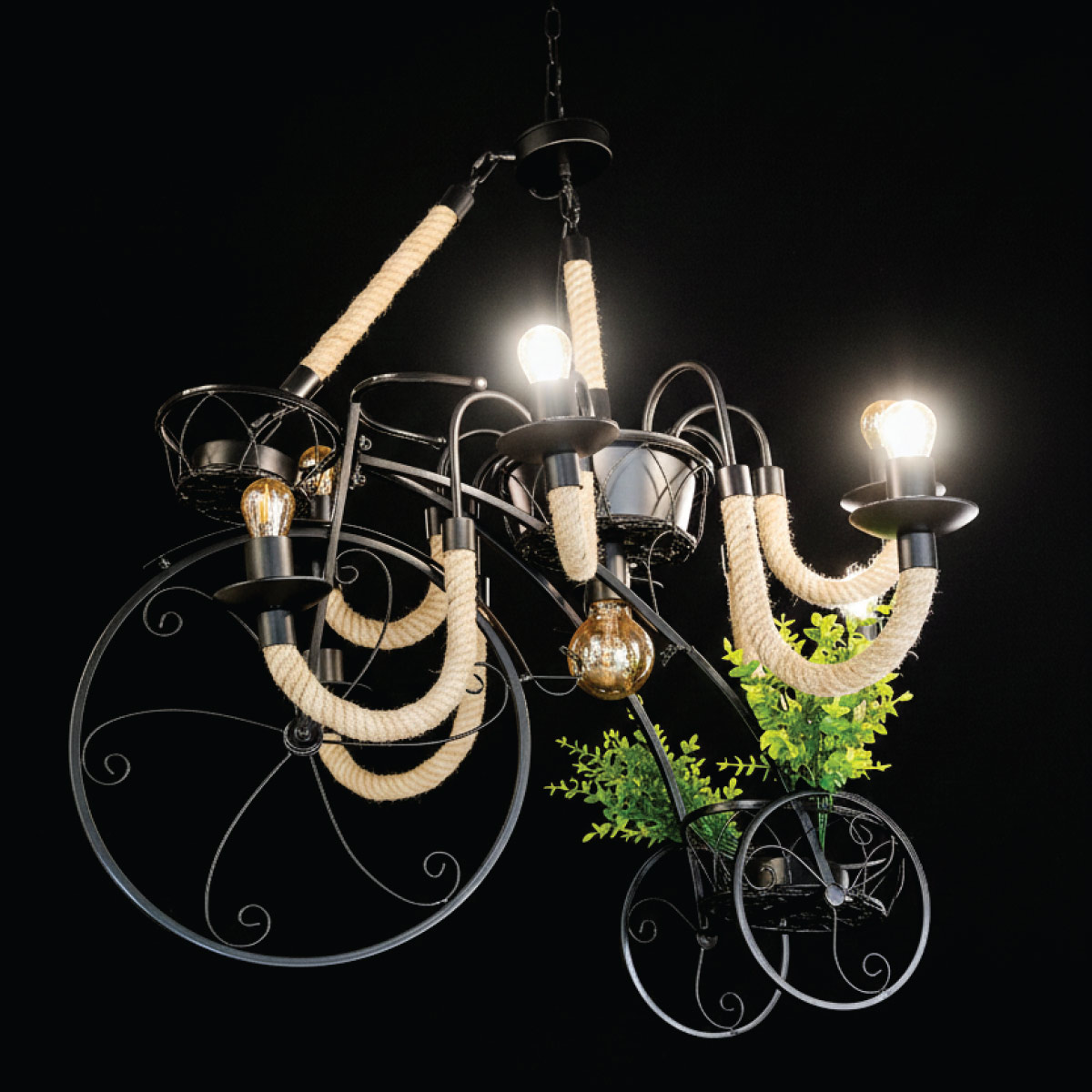 Metal Bicycle Design Chandelier Light 5-700-BK