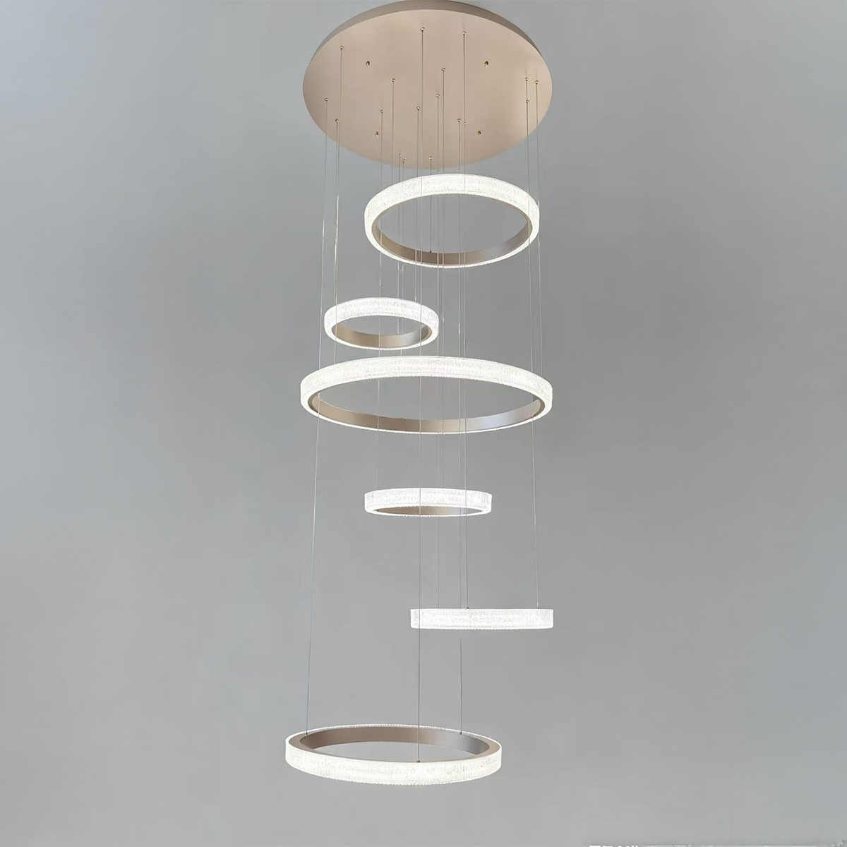 Led Modern Hanging Light 3000-6500K Gold 60+40+80+40+40+60cm
