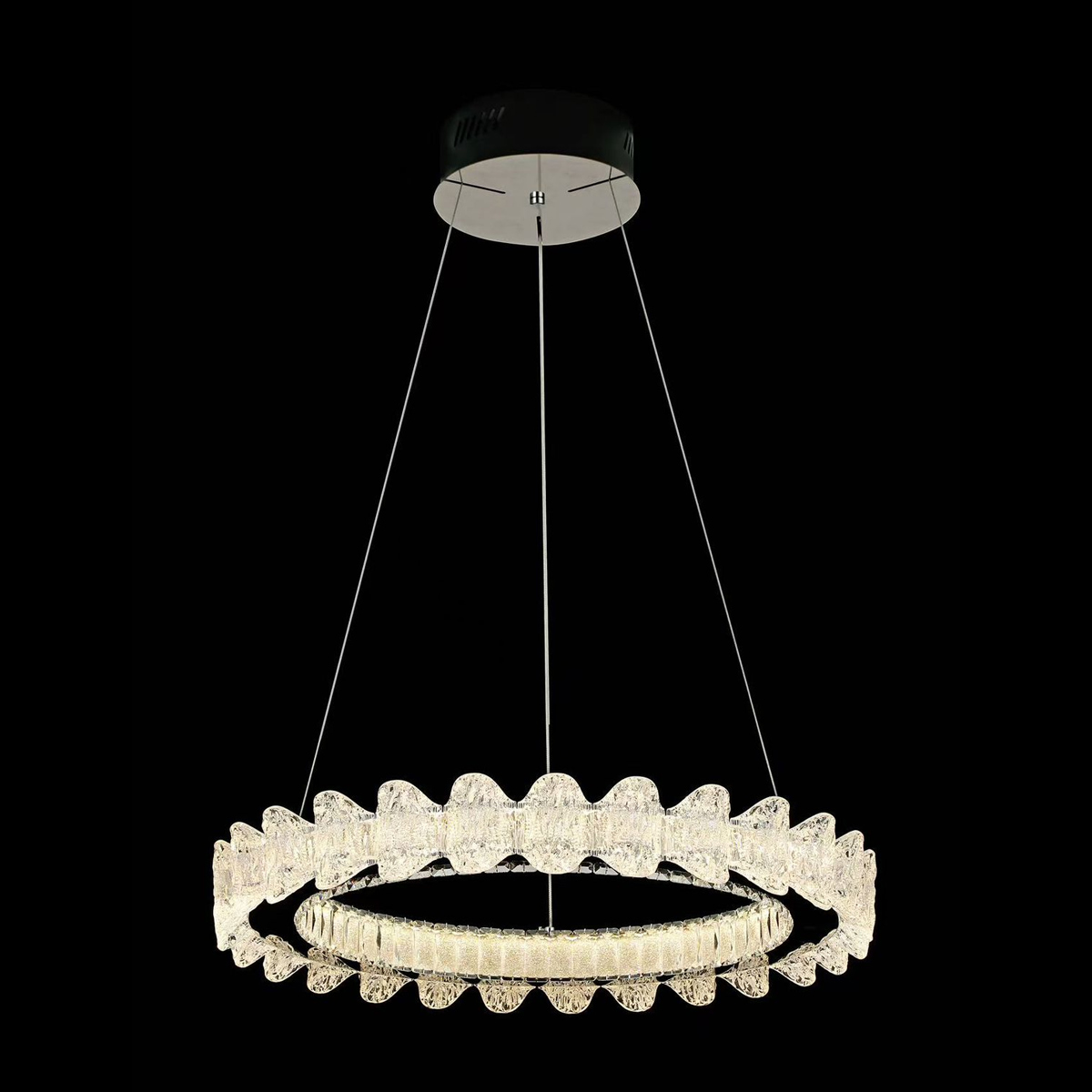 Led Modern Hanging Light Chrome 50cm