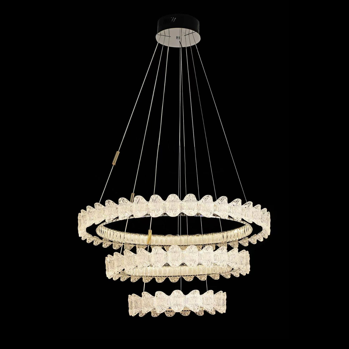 Led Modern Hanging Light Chrome 40+60+80cm