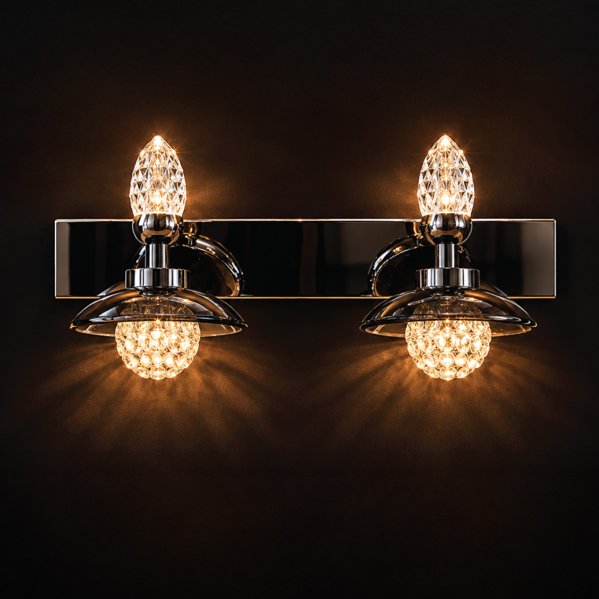Crystal Wall Sconce Light Fixture With 2 Bulb