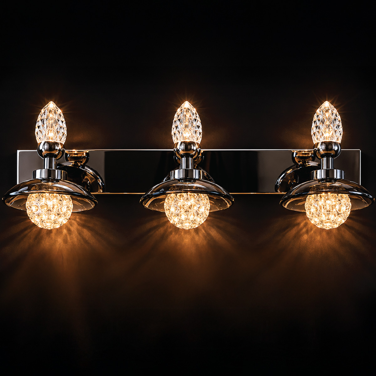 Crystal Wall Sconce Light Fixture With 3 Bulb
