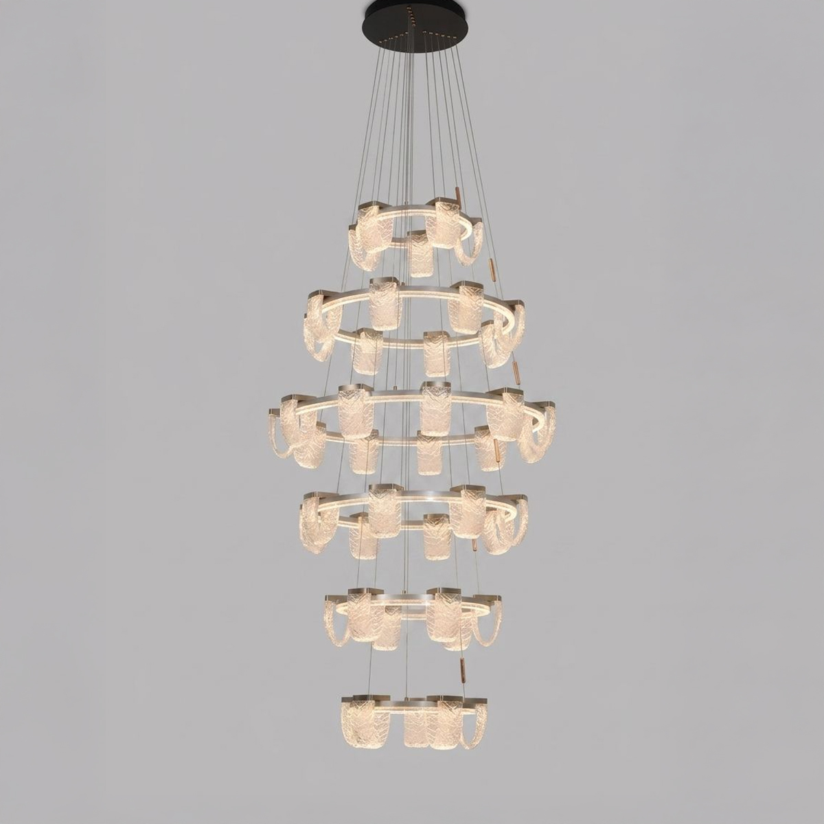 Modern 6 Tire LED Hanging Light With 42 Lights