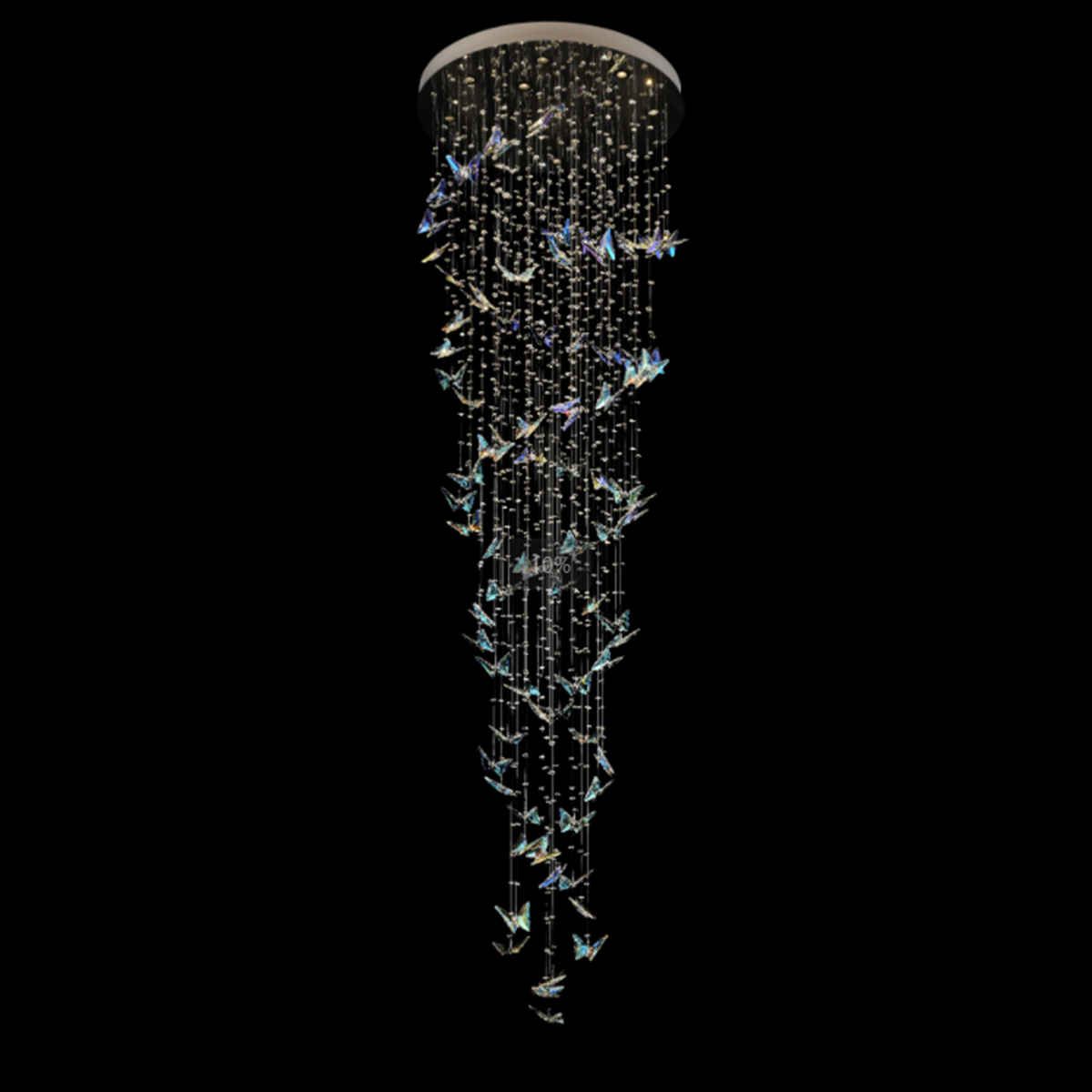 Modern Ceiling Light Butterfly Design Chrome+Blue D800xH2500 | Lights | Indoor Lights | Chandeliers