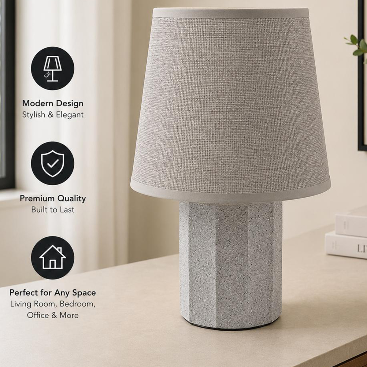 Table Lamp Ceramic Grey