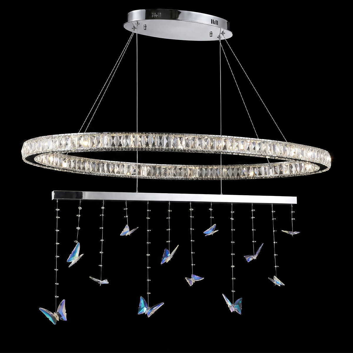 Crystal Hanging Light Butterfly Design Silver