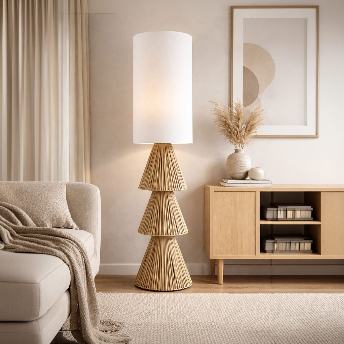 Bamboo Floor Lamp 29x29x133cm