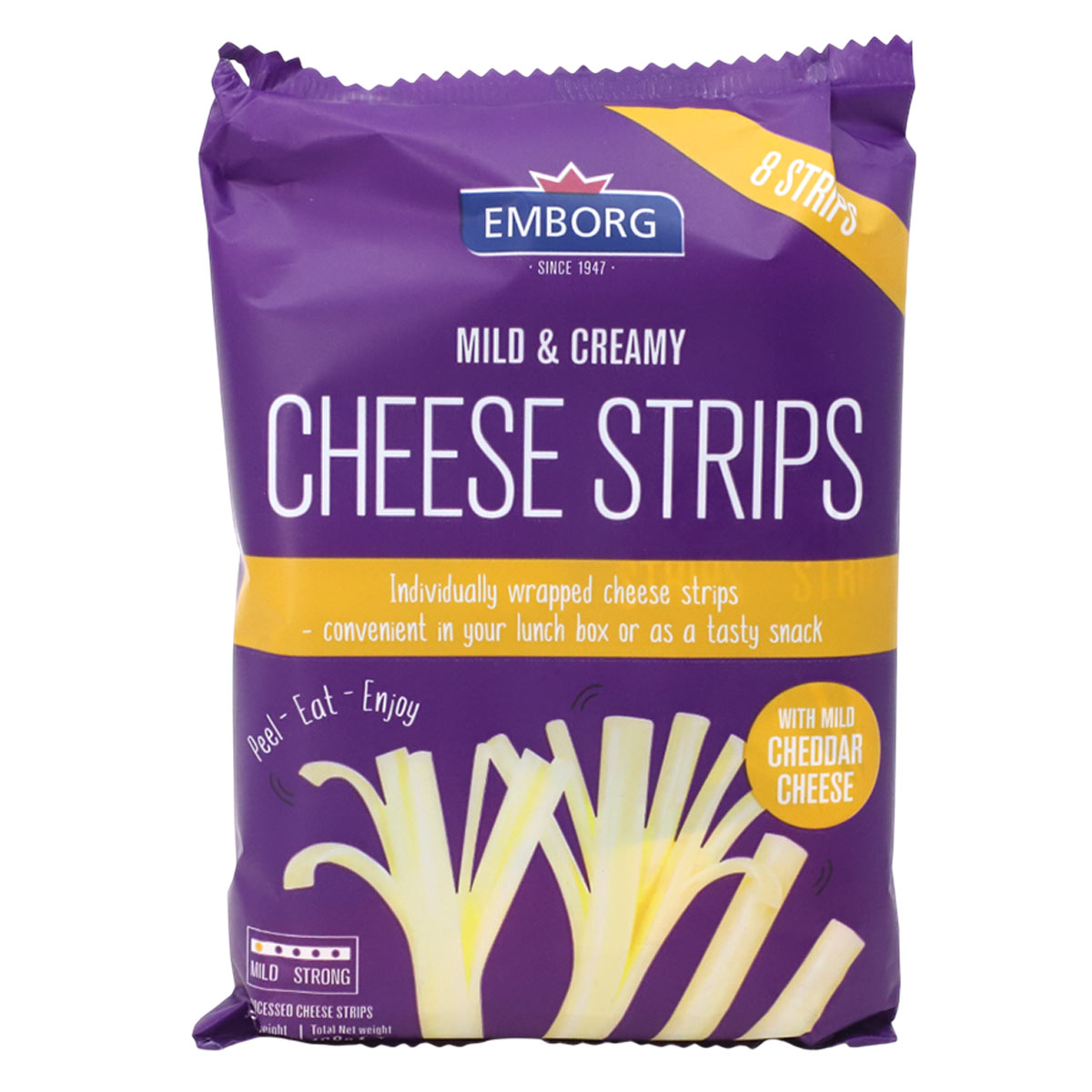 Emborg Mild & Creamy Cheese Strips With Mild Cheddar Cheese 168g