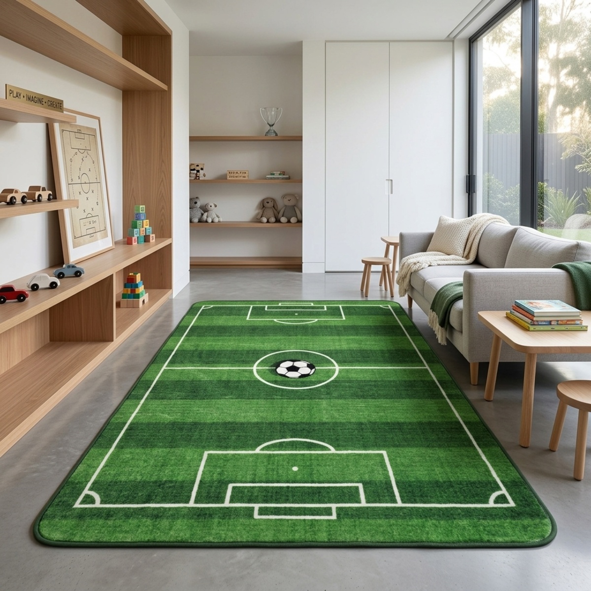 Kids Football Ground Themed Carpet