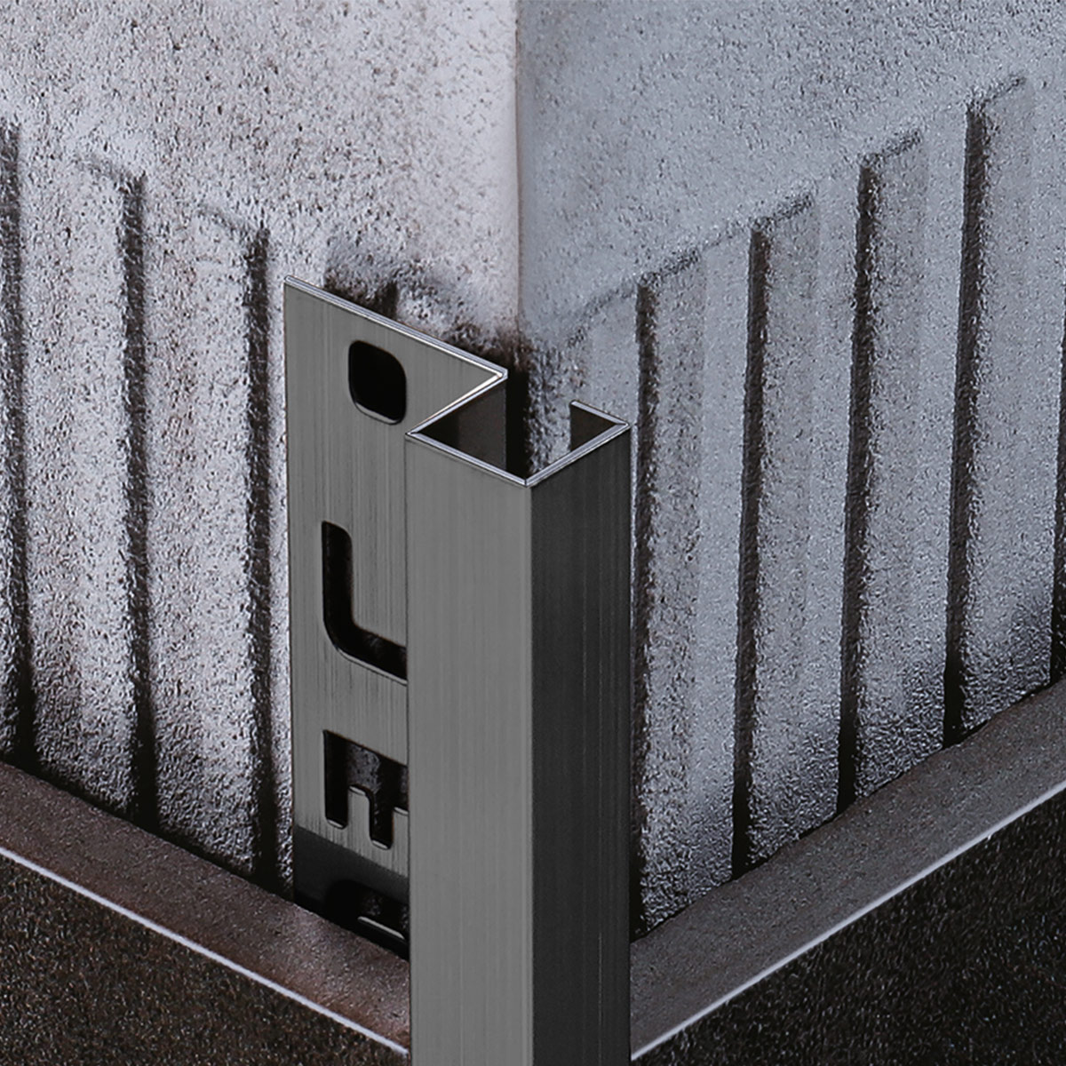 Stainless Steel Tile Accessories Dark Grey Brushed 2.4m