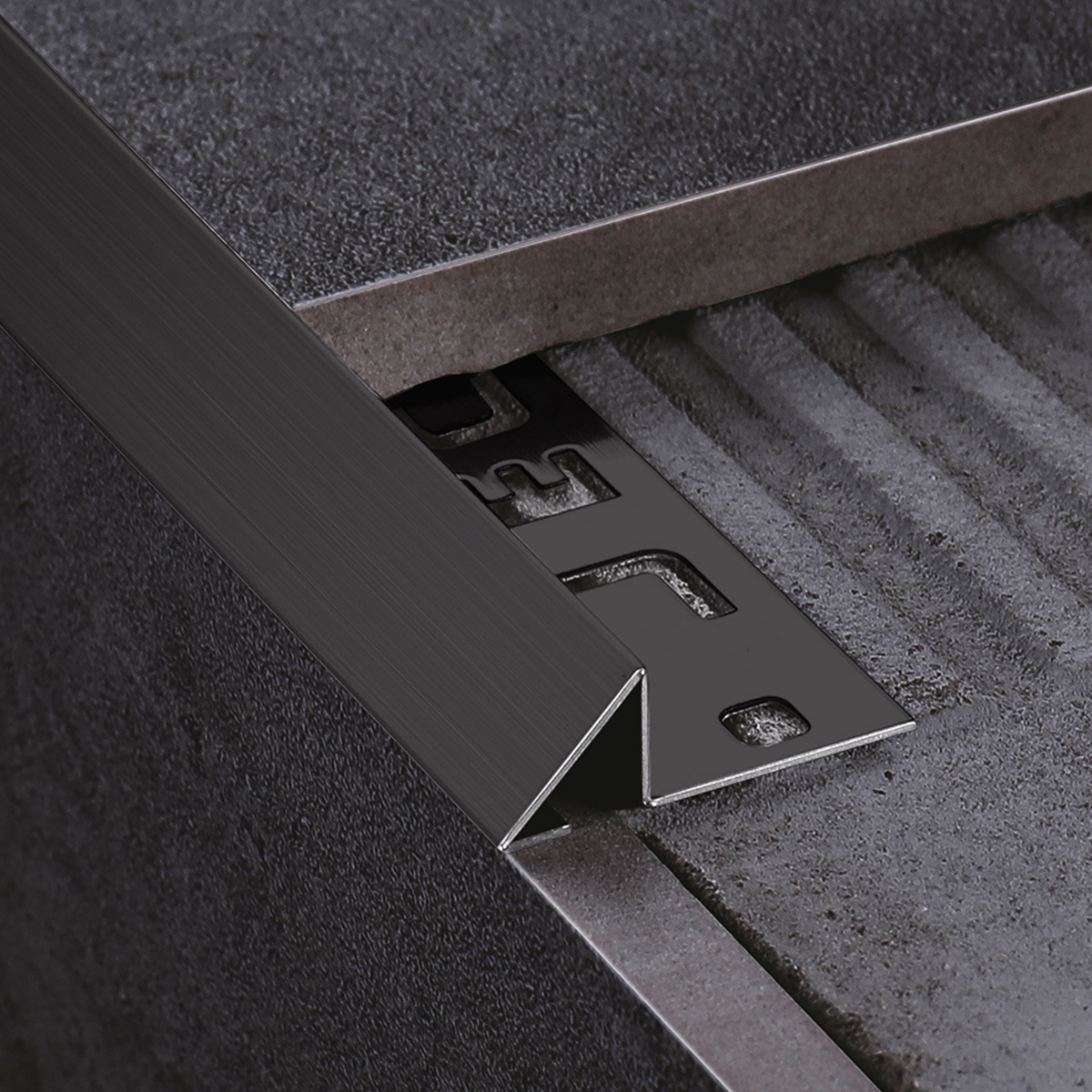 Stainless Steel Tile Accessories Grey Brushed 2.4m