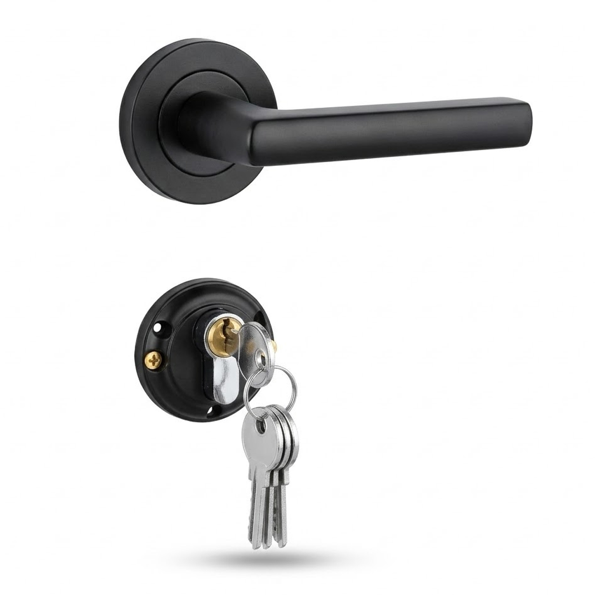 Door Lock Handle Set Black