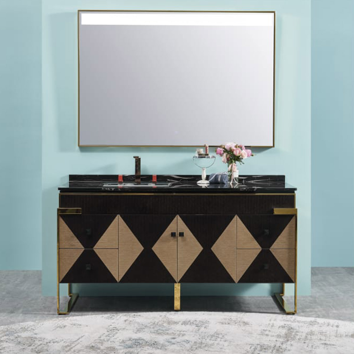 Bathroom Cabinet 1x3 186x66cm Black