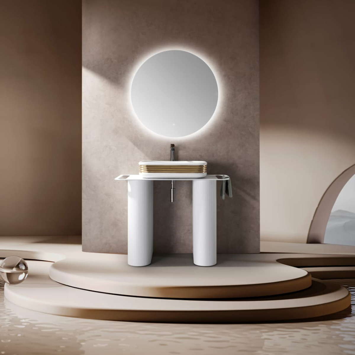 Modern Bathroom Cabinet LANGDENG-LD-9300-WH
