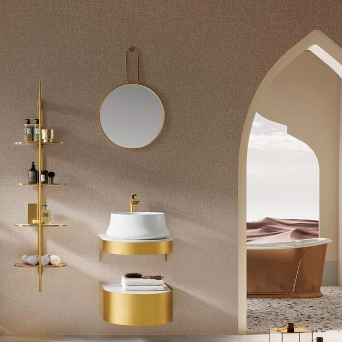 Modern Bathroom Cabinet LANGDENG-LD-6786-GD